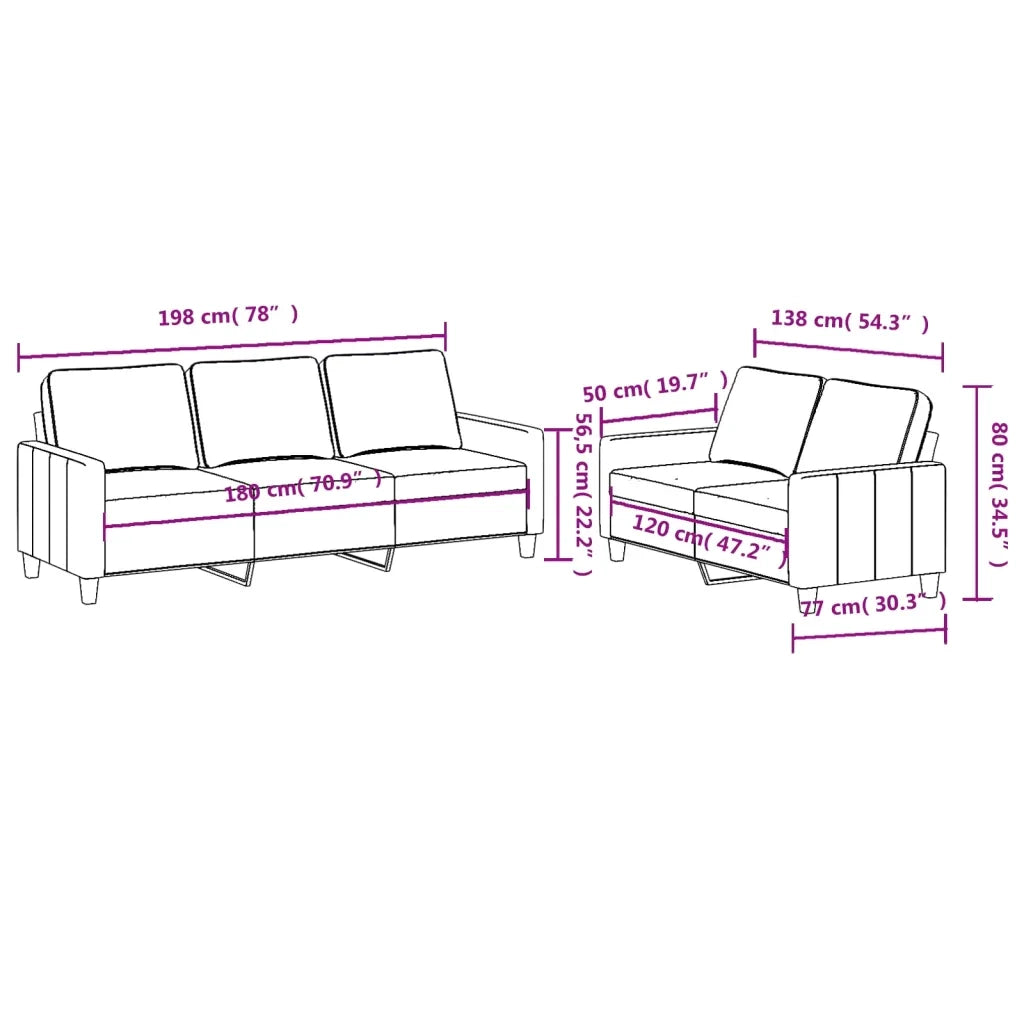 Set di Divani 2 pz con Cuscini Marrone in Tessuto 3201463