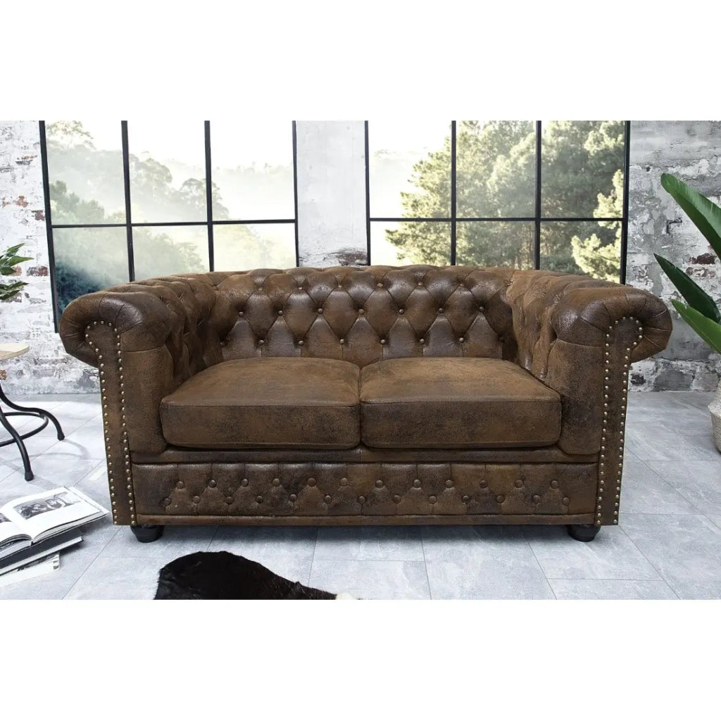 Divano dritto EDGAR – Marrone – 2 posti – Stile barocco