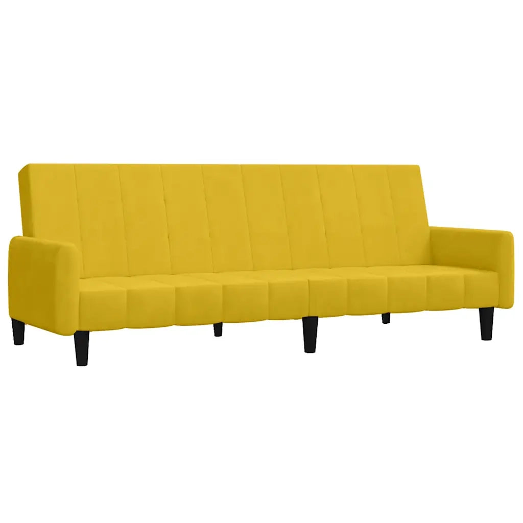 Divano Letto a 2 Posti Giallo in Velluto 375781