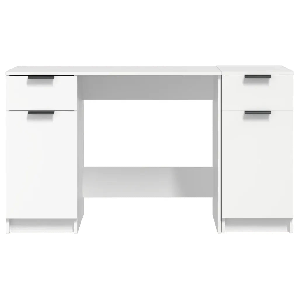 Scrivania con Mobile Laterale Bianco in Legno Multistrato 3115908