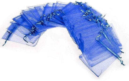 Confezioni in Organza 12 x 9 cm - 50 pezzi - Pacchi di regalo - Sacchetti per dolci - Sacchetti per decorazioni - Corda per appendere - Matrimoni/Baby shower - Pacchi di regalo