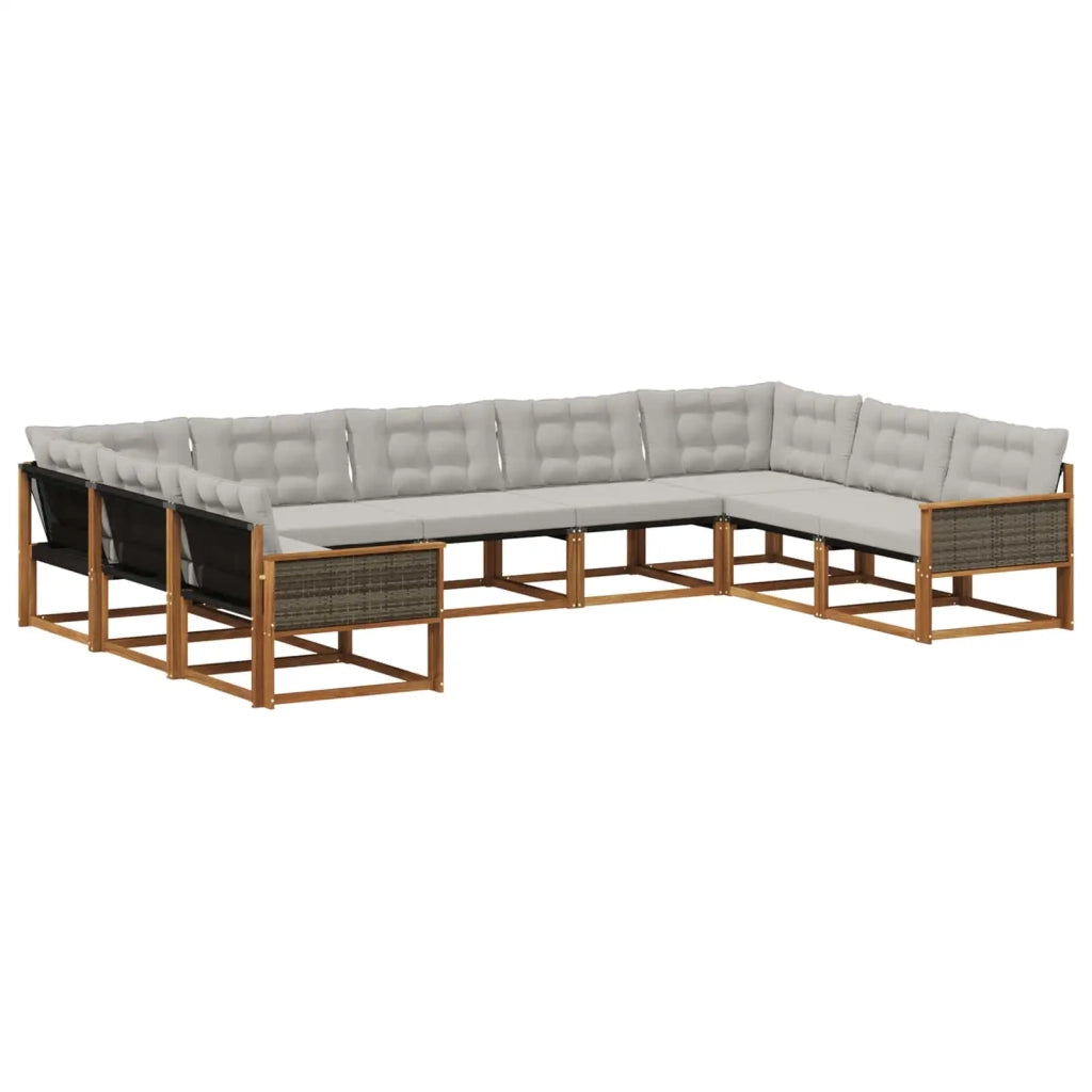 Set di divani da esterno 9 pcs Naturale e Grigio Chiaro 3381675