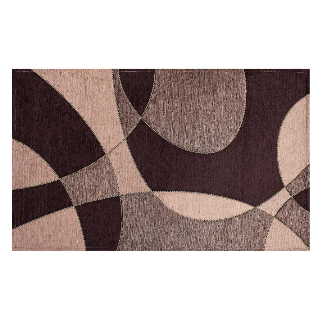 Tappeto Arredo Moderno Morbido in Ciniglia Ingresso Antiscivolo Prodotto Italiano  Soggiorno Camera Salotto Disegni Piazzati Cotone Varie Misure Grande Hills/Vino - 65x175 cm