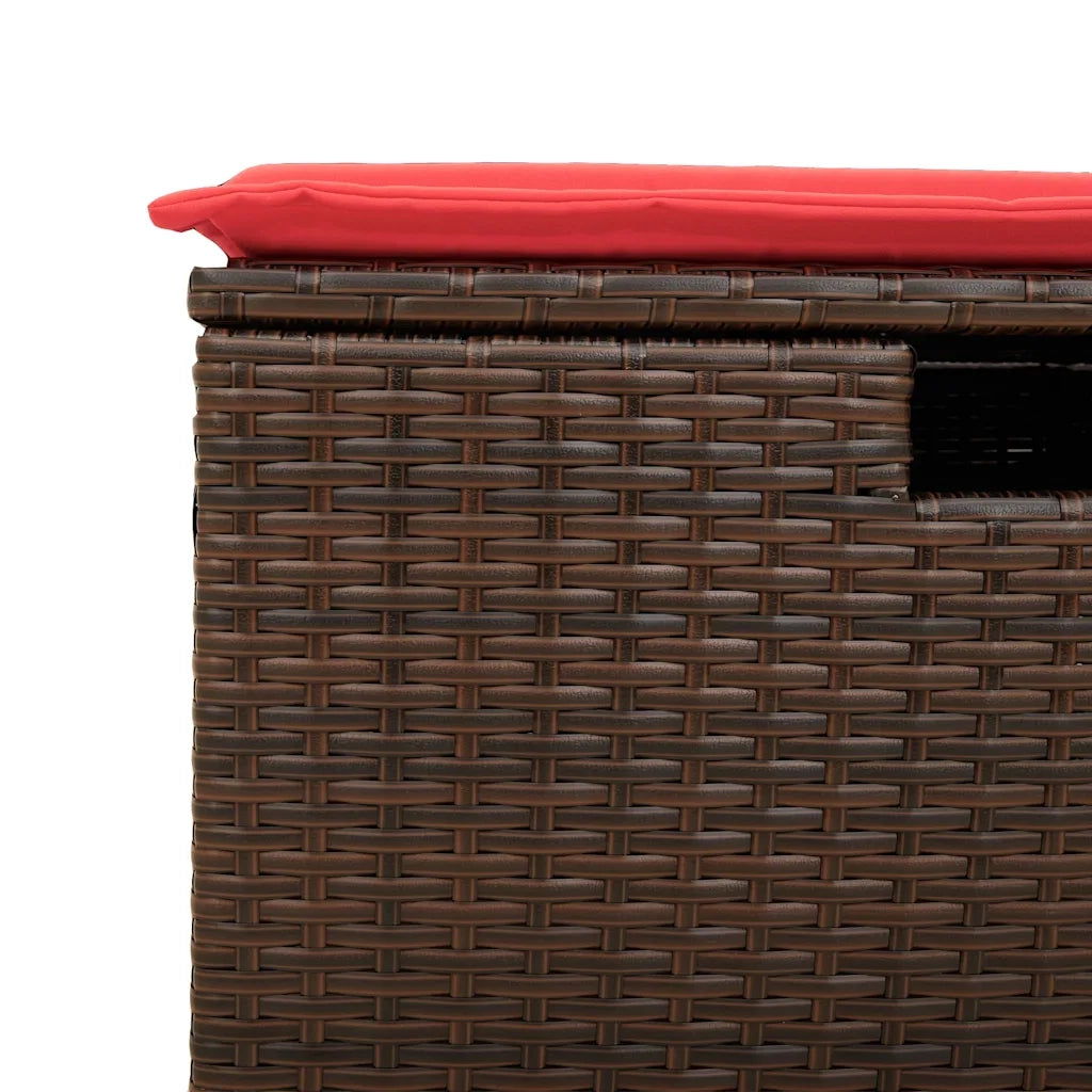 Set Divano da Giardino 5 pz | Set Salotto da Giardino con Cuscini Marrone in Polyrattan