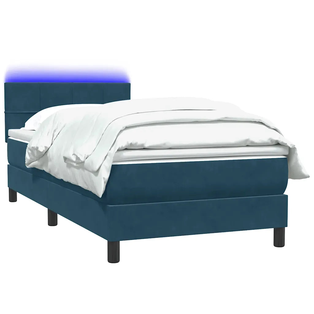 Letto a Molle con Materasso e LED Blu Scuro 80x210 cm Velluto 3316861