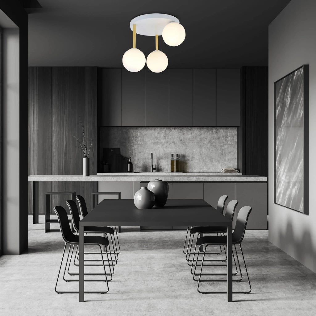 Plafoniera Emibig DOLCE 3 luci E14 vetro bianco oro