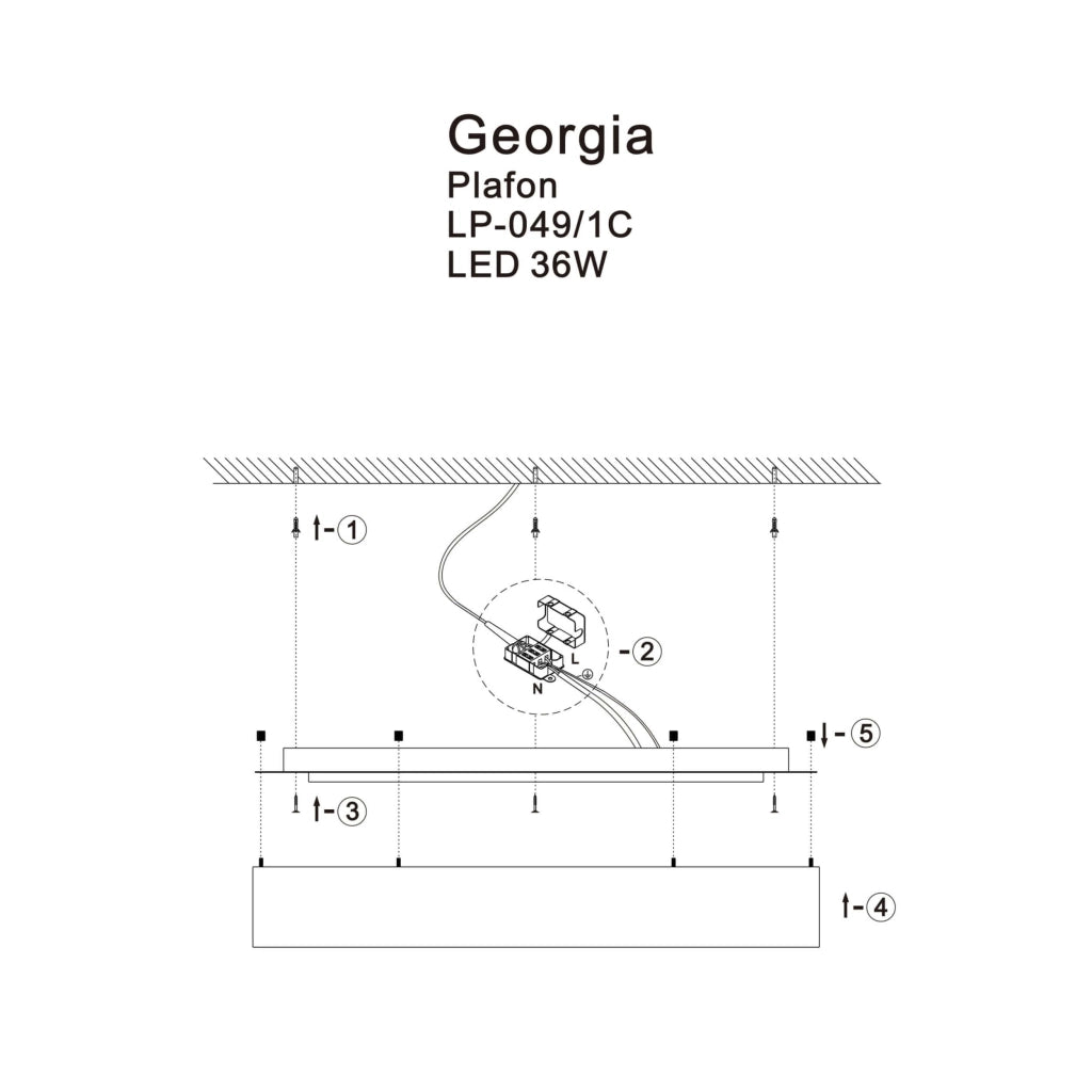 Plafoniera LED GEORGIA bianca tonda 60cm CCT 36W Light