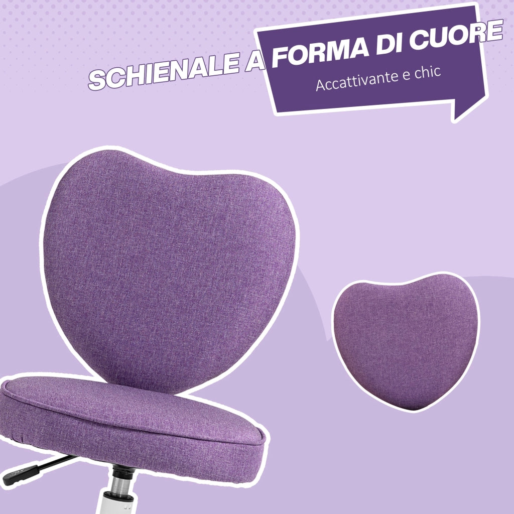 Sedia Poltrona Operativa da Cameretta a Forma di Cuore Viola