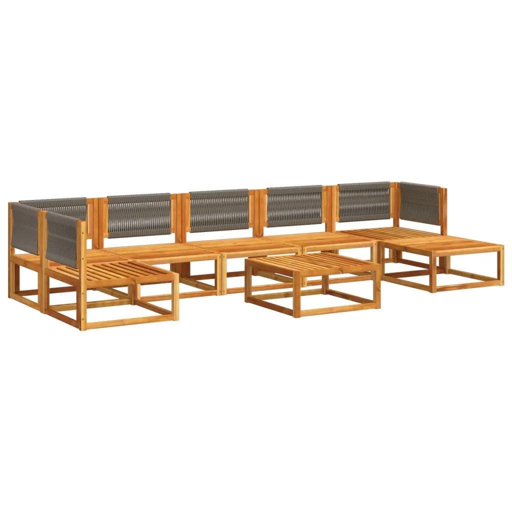 Set di divani da giardino 8 pezzi con cuscini in legno di acacia e corda 3278845