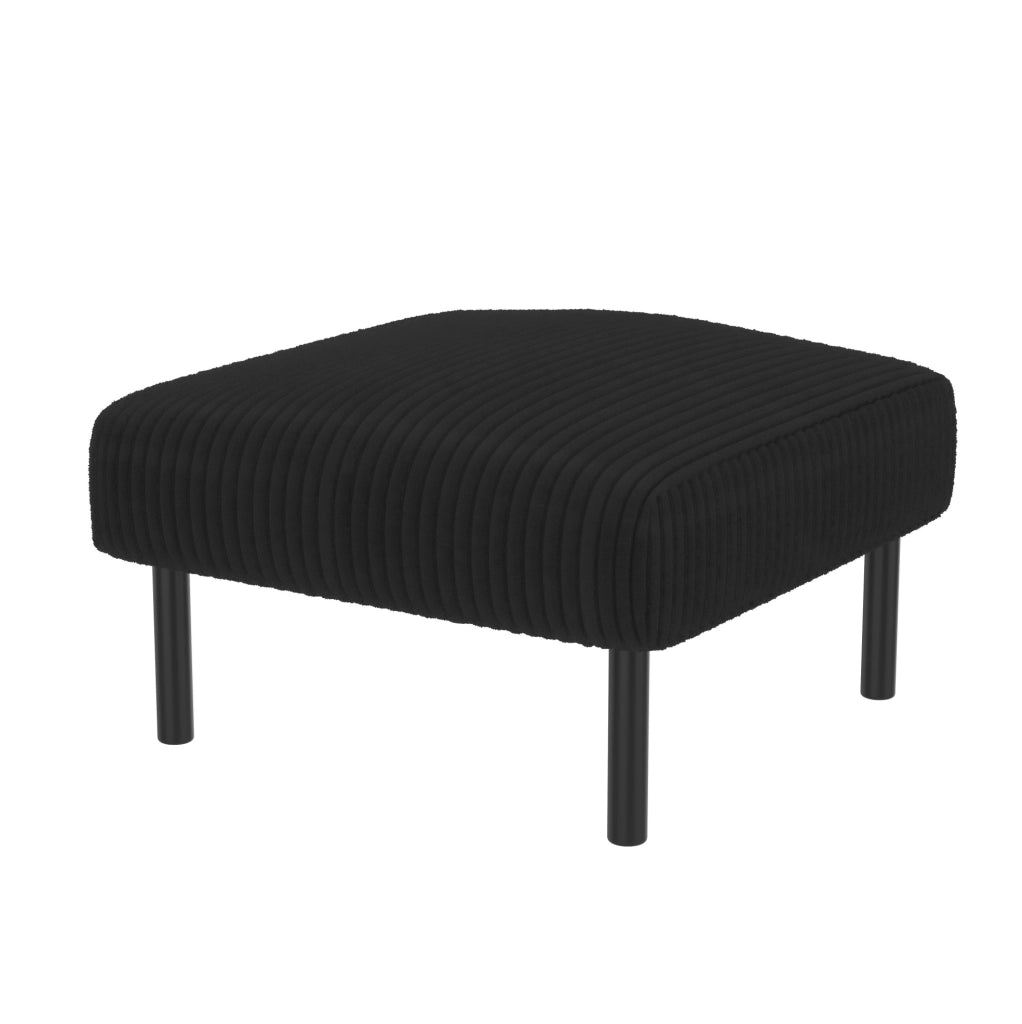Set divano; poltrona e pouf in tessuto cord nero; 2 posti 120 x 75 x 79 cm