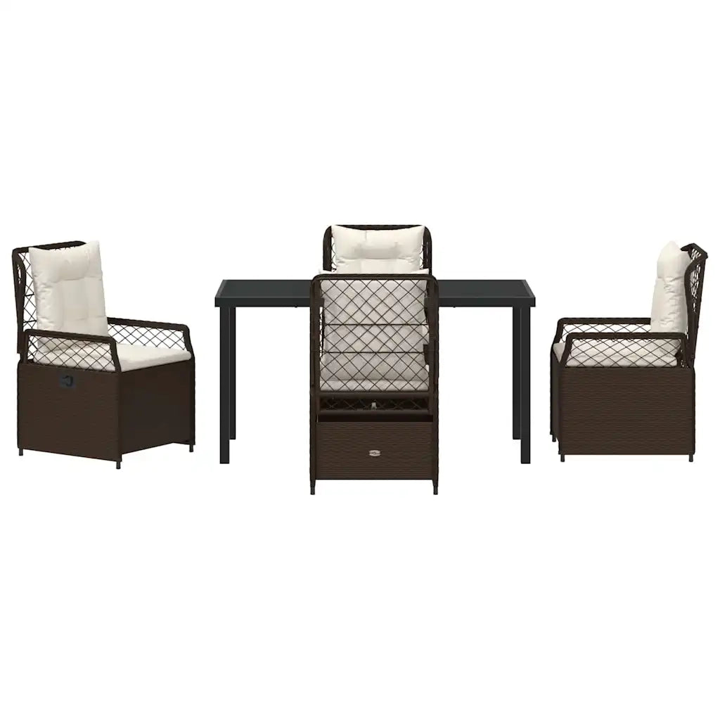 Set da Pranzo per Giardino 5 pcs Marrone polyrattan