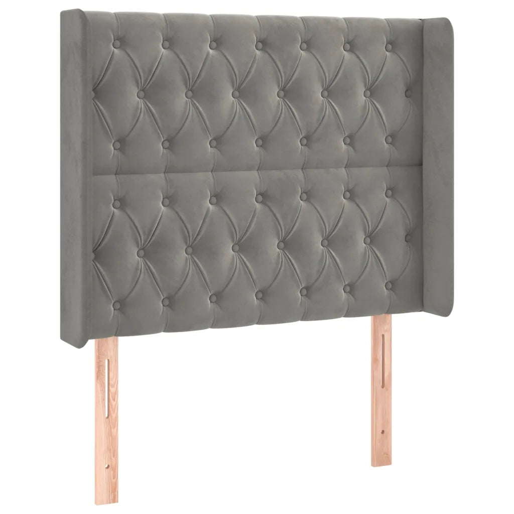 Testiera | Testata ad Orecchio Grigio Chiaro 93x16x118/128 cm in Velluto