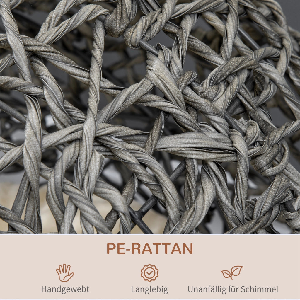 Casetta Gatti Rattan con Cuscino ¨C Minimal ¨C Grigio ?52x58 cm