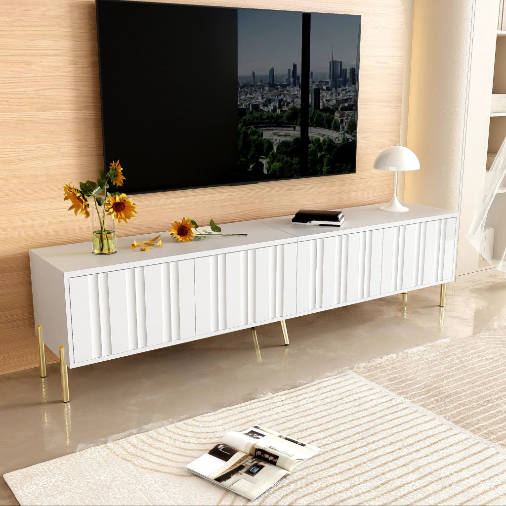 Cassettiera TV bianca; MDF e truciolare; 190 cm