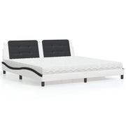 Letto con Materasso Zadar Bianco e Nero 200x200cm in Similpelle