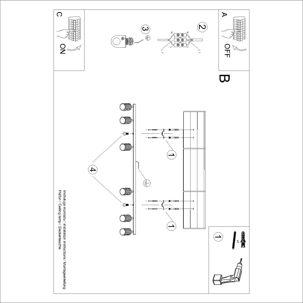 Lampada da soffitto KARBON 6L taupe