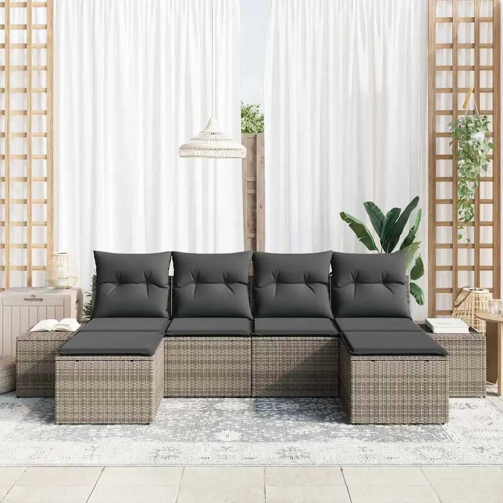 Set Divano da Giardino con cuscino 4 pcs Grigio polyrattan 3355838