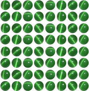 MJDCB 35 pezzi di perle a forma di occhio di gatto verde scuro, 10 mm di diametro, cristalli rotondi liberi da utilizzare per la creazione di gioielli, bracciali, collane, orecchini e accessori.