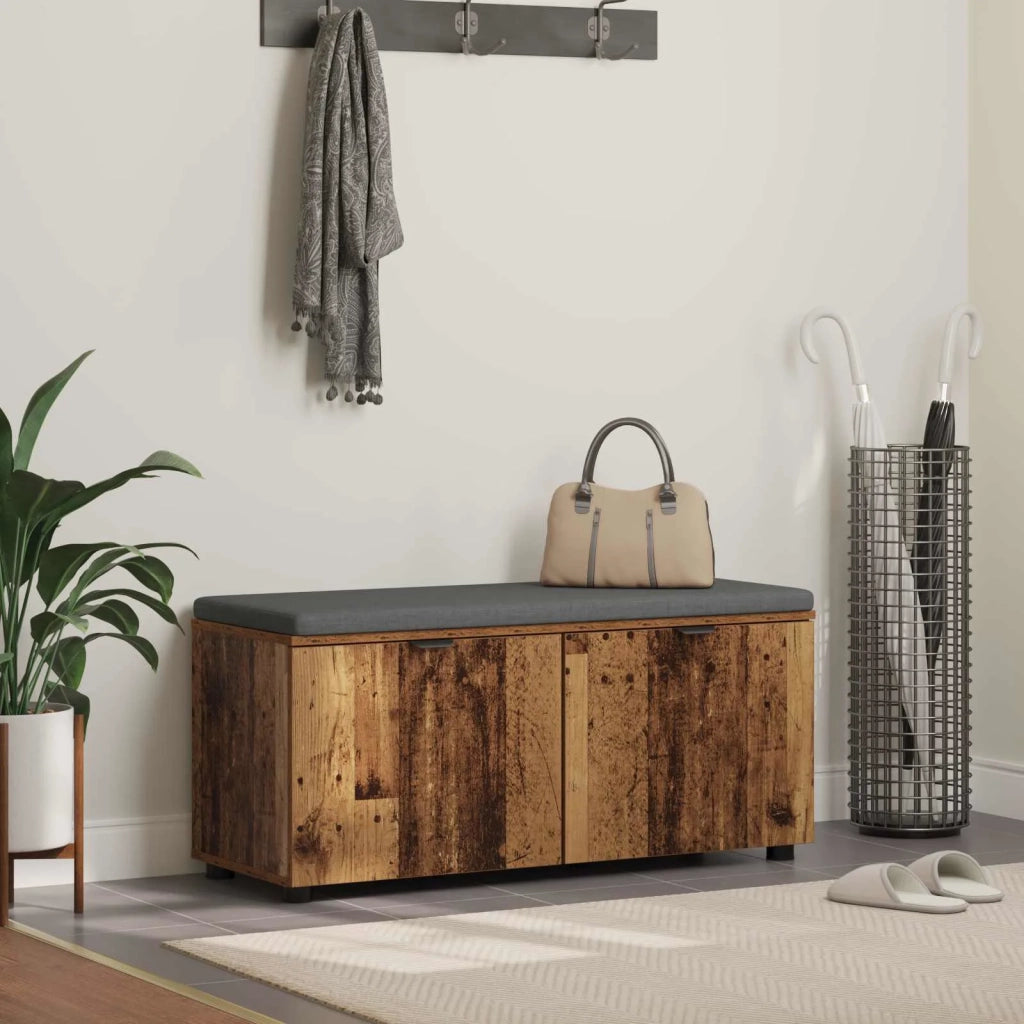 Panca per ingresso con cuscino Legno vecchio 100 x 38 x 46 cm 891494
