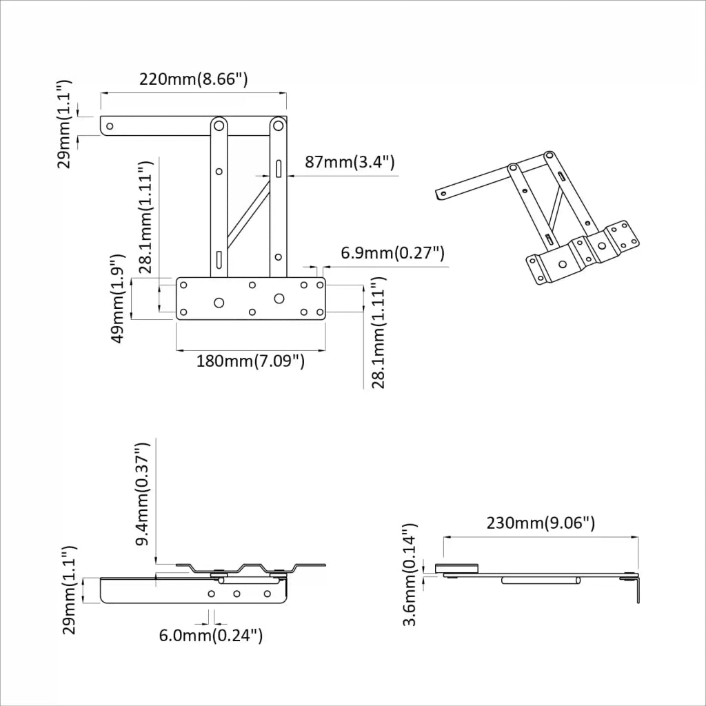 Meccanismo di Sollevamento per Letto 12 pcs Nero Ferro