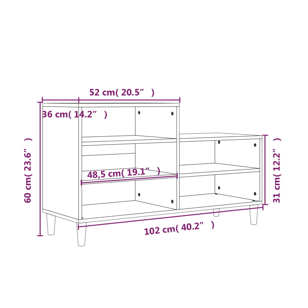 Scarpiera-Scaffale per scarpe Rovere Fumo 102x36x60 cm in Legno Multistrato 491956