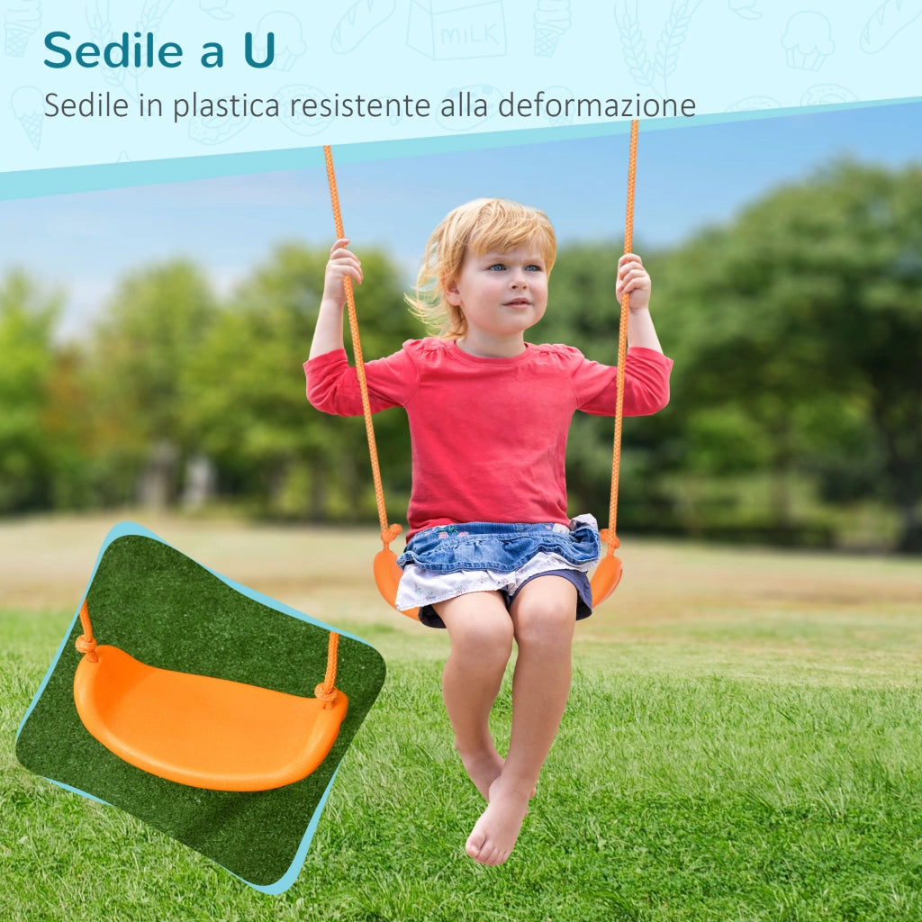 Altalena Giardino Bambini 3-8 Anni ¨C Xylo ¨C Acciaio PE Seggiolino 163x145x181cm