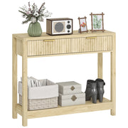 Console con 2 cassetti e ripiano ¨C zephmum ¨C legno naturale 90 cm