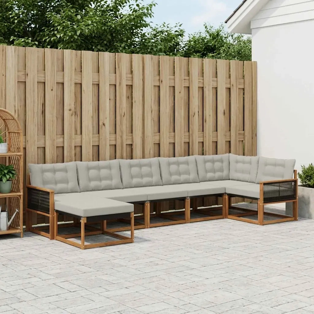 Set di divani da esterno 7 pcs Naturale e Grigio Chiaro 3381567