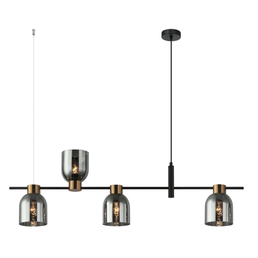Lampada sospensione Servio Italux nera grafite 4xE14