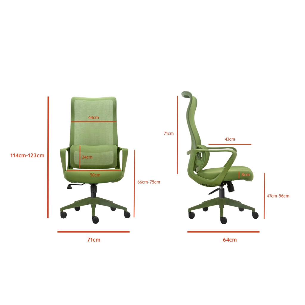 Sedia studio Hispanohogar altezza regolabile in tessuto verde