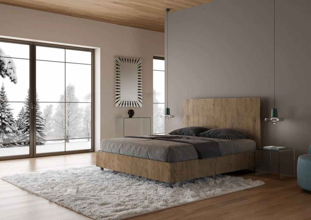 Letto Matrimoniale 160x200 cm Senza Rete Testata Dritta New Egos Noce