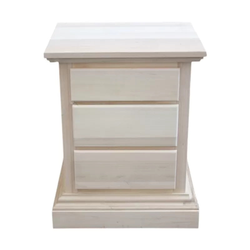 comodino classico 3 cassetti legno grezzo 51x40x64 (727) - Mobili 2G