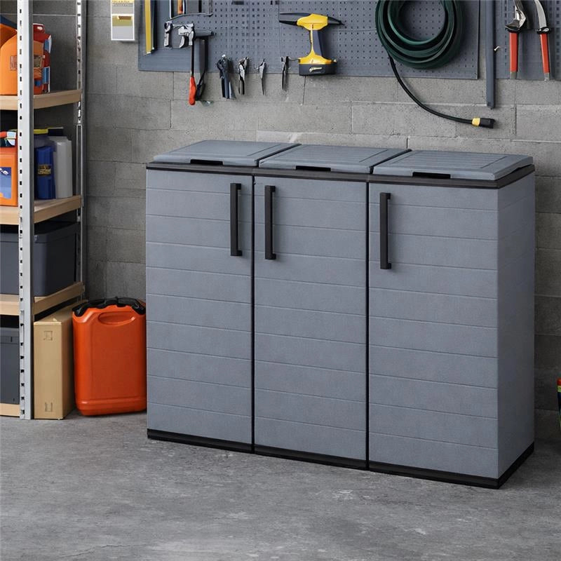 ARMADIO PATTUMIERA BASSO IN PLASTICA 3 SCOMPARTI DIMENSIONI 102X37XH 84 CM 300 LT
