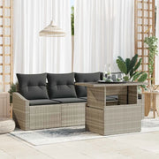 Set Divano da Giardino 5 pcs Grigio chiaro polyrattan
