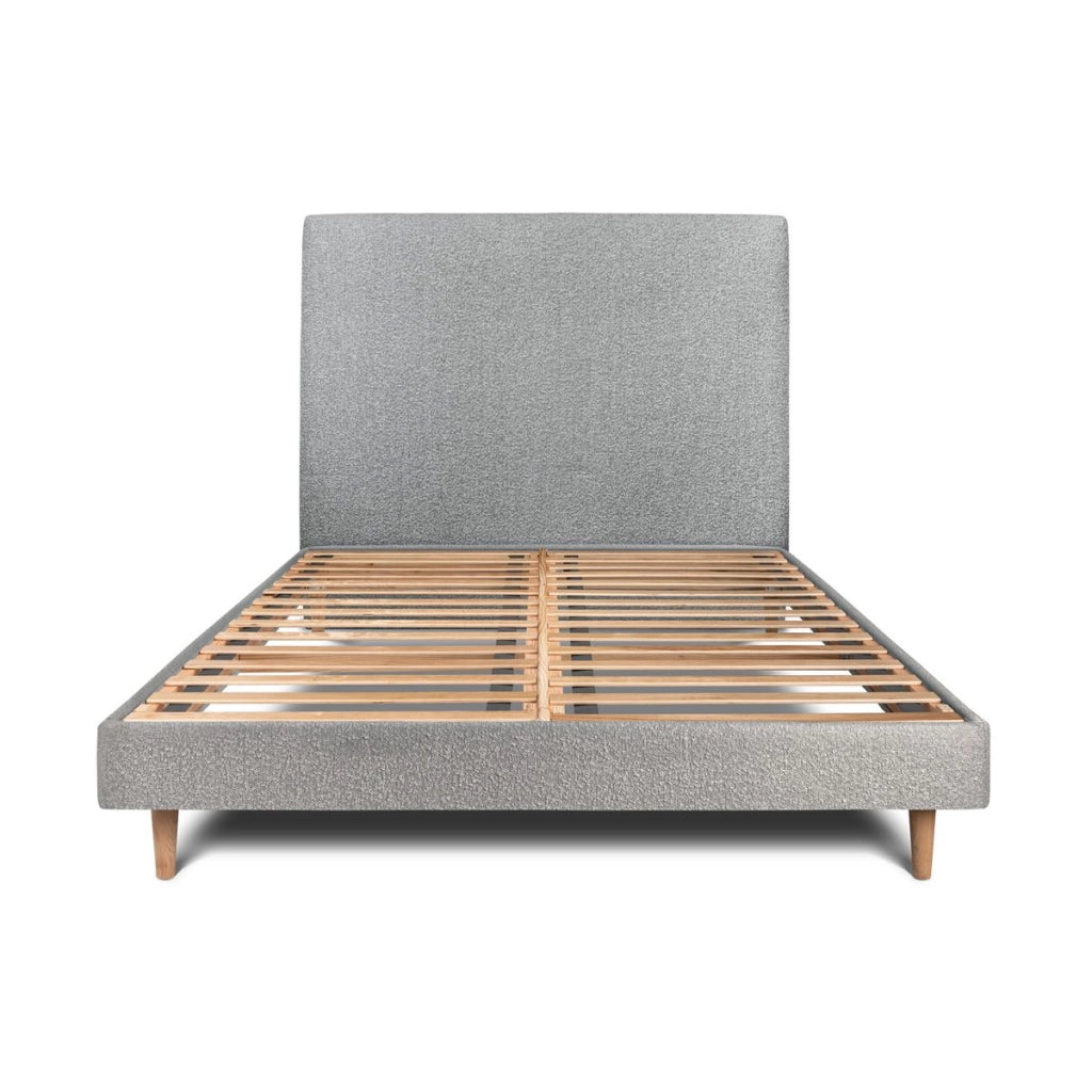 Letto 150x200 cm con testata imbottita - tessuto bouclé