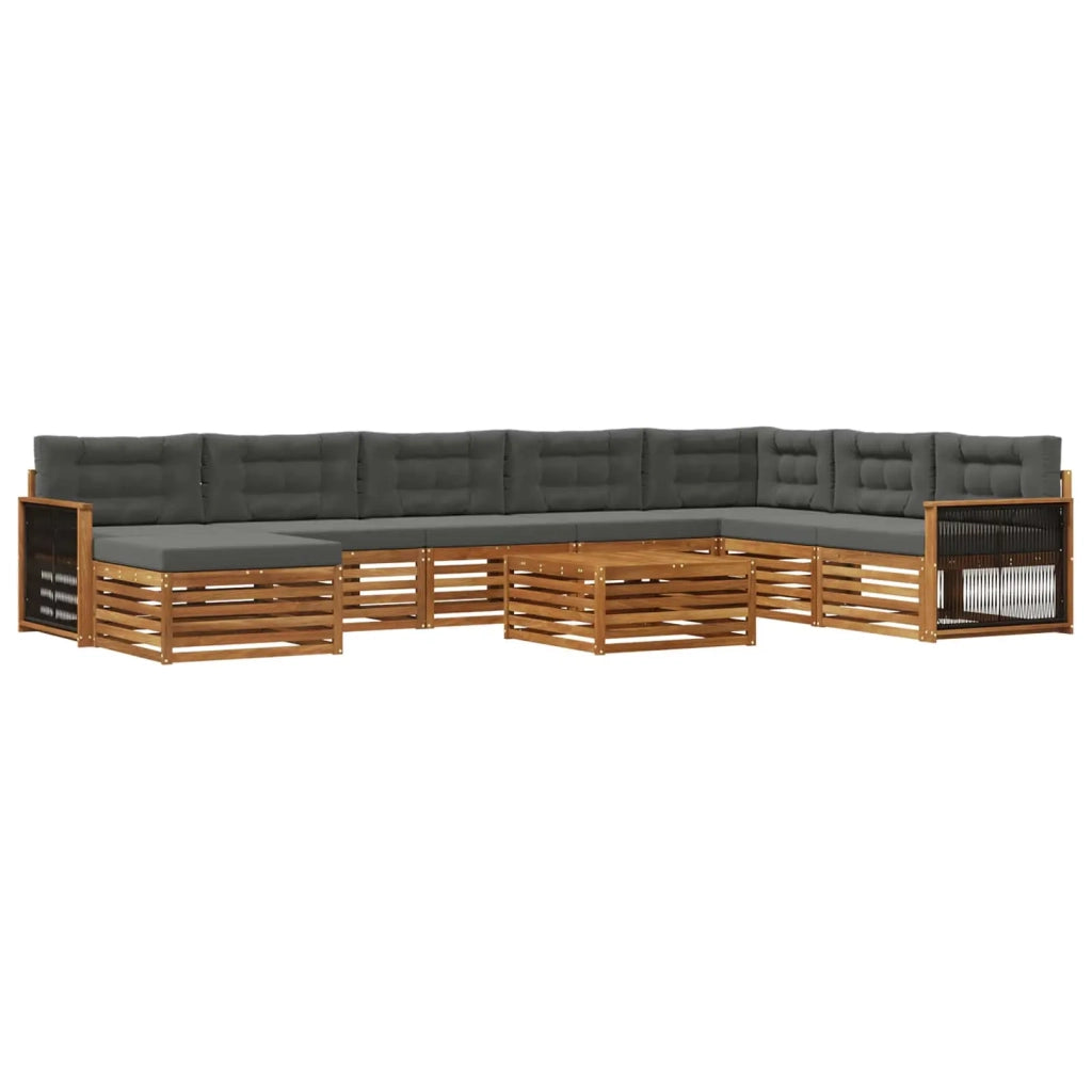 Set di divani da esterno con cuscino 9 pcs Naturale e Antracite 3383745