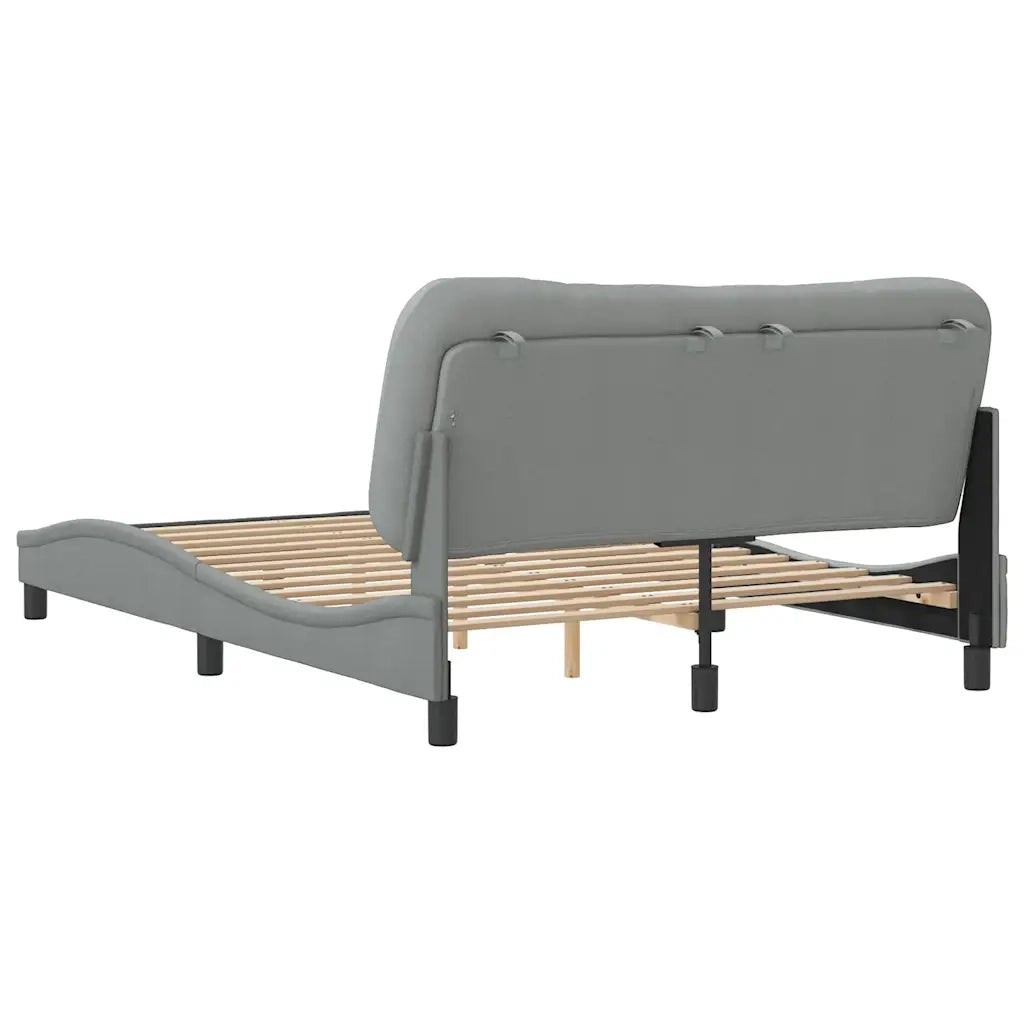 Letto matrimoniale | Letto per adulti | Giroletto senza Materasso Hvar Grigio Chiaro 140x200 cm Tessuto