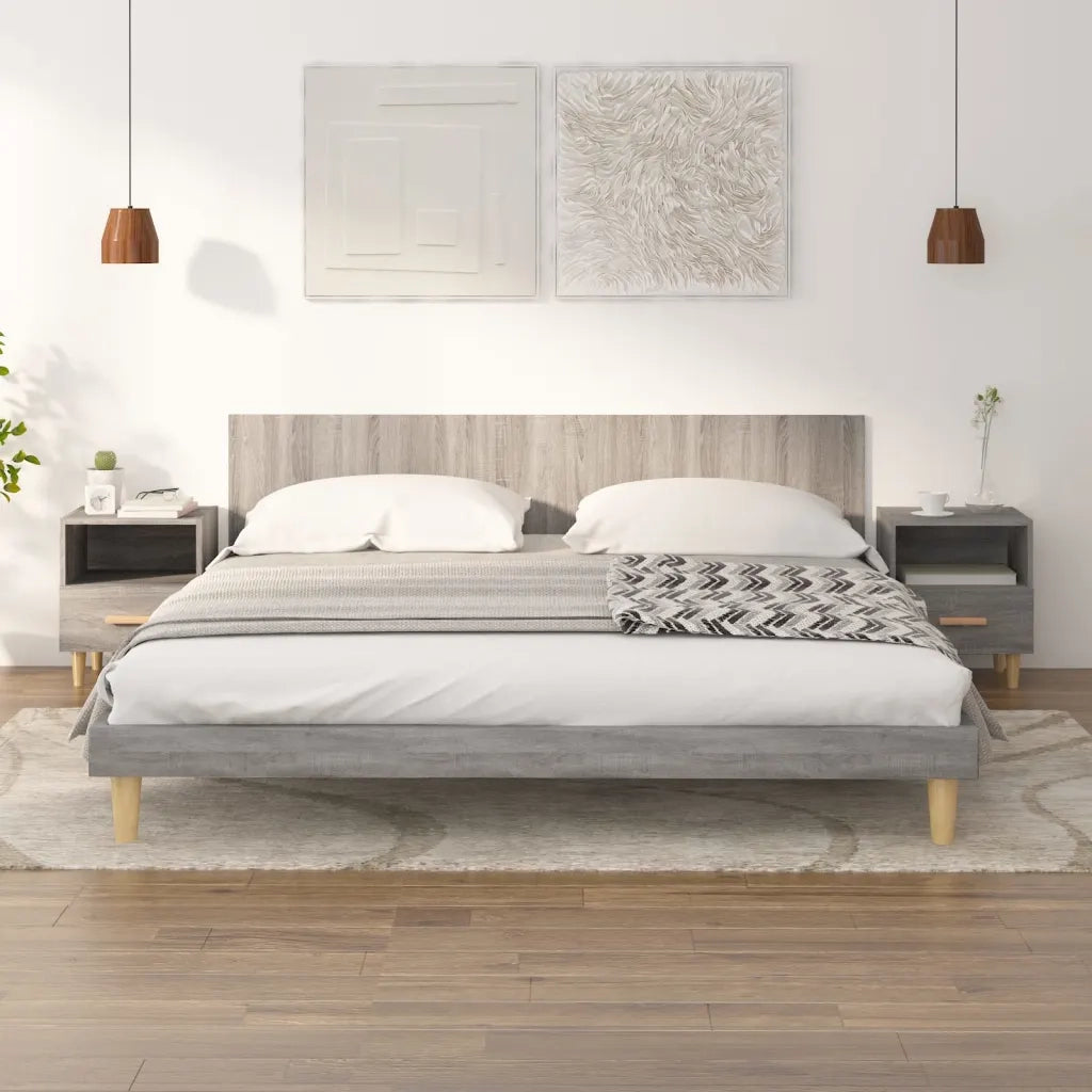 Set di 2 Comodini | Armadio da Notte | Mobiletto da notte Grigio Sonoma 40x35x47 cm