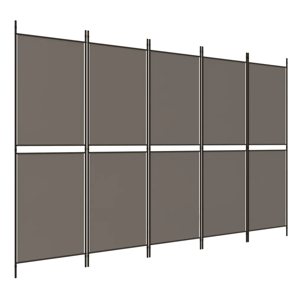 Divisorio Ambienti | Divider per stanze | Paravento a 5 Pannelli Antracite 250x200 cm Tessuto