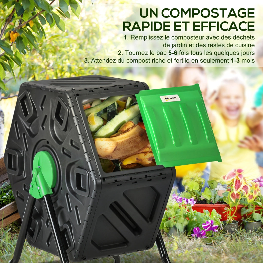 Compostatore Giardino 360¡ã ¨C Minimal ¨C 65 L 60x49x77 cm Nero Polipropilene