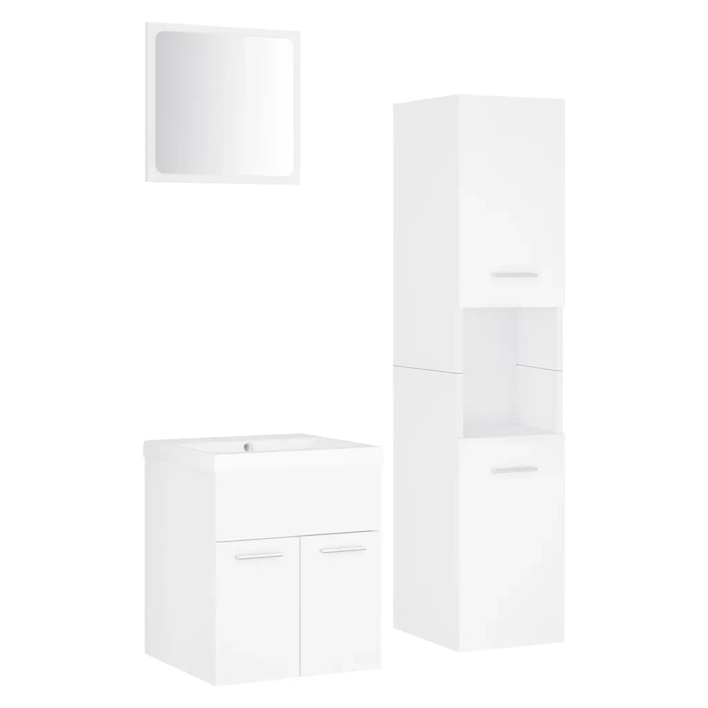 Set Mobili da Bagno Bianco in Legno Multistrato 3071126