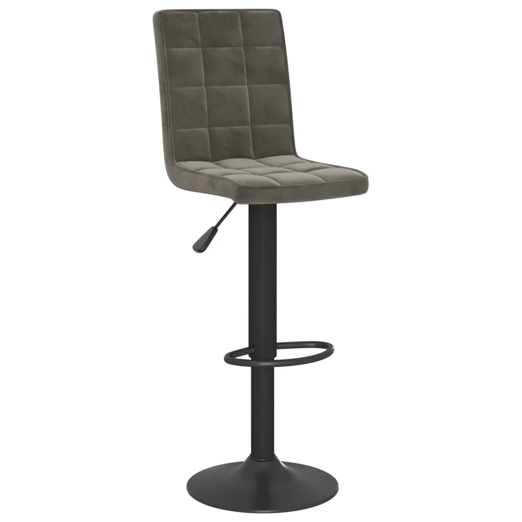 Sgabello da Bar Grigio Scuro in Velluto 335753