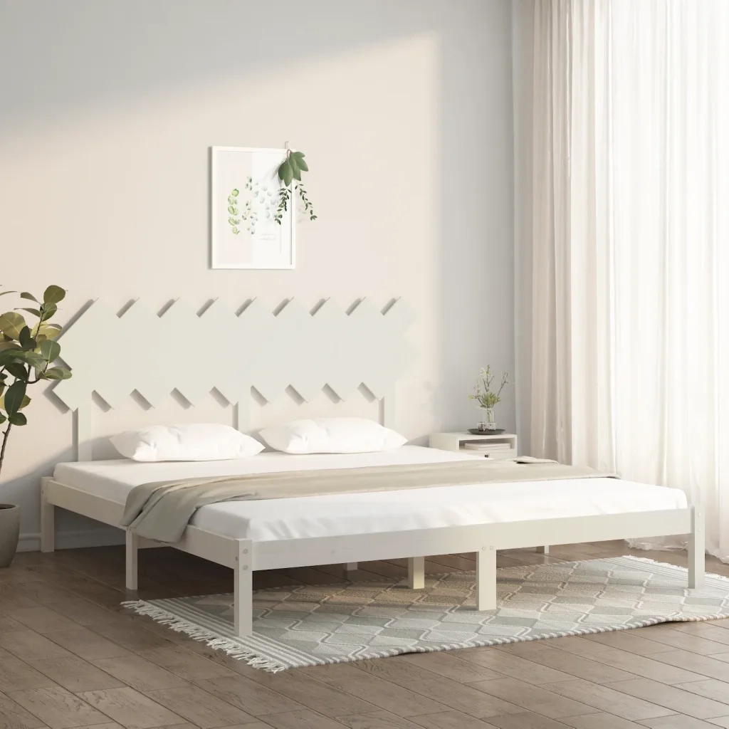 Giroletto-Struttura Letto Bianco 180x200 cm Super King in Legno Massello 625884