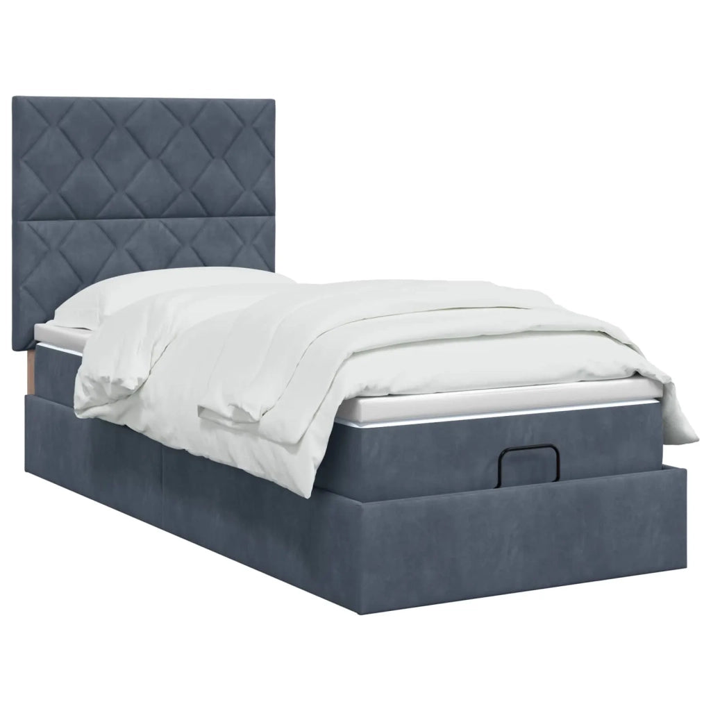 Letto Ottomano con Materasso e LED Grigio Scuro 100 x 200 cm 3458356