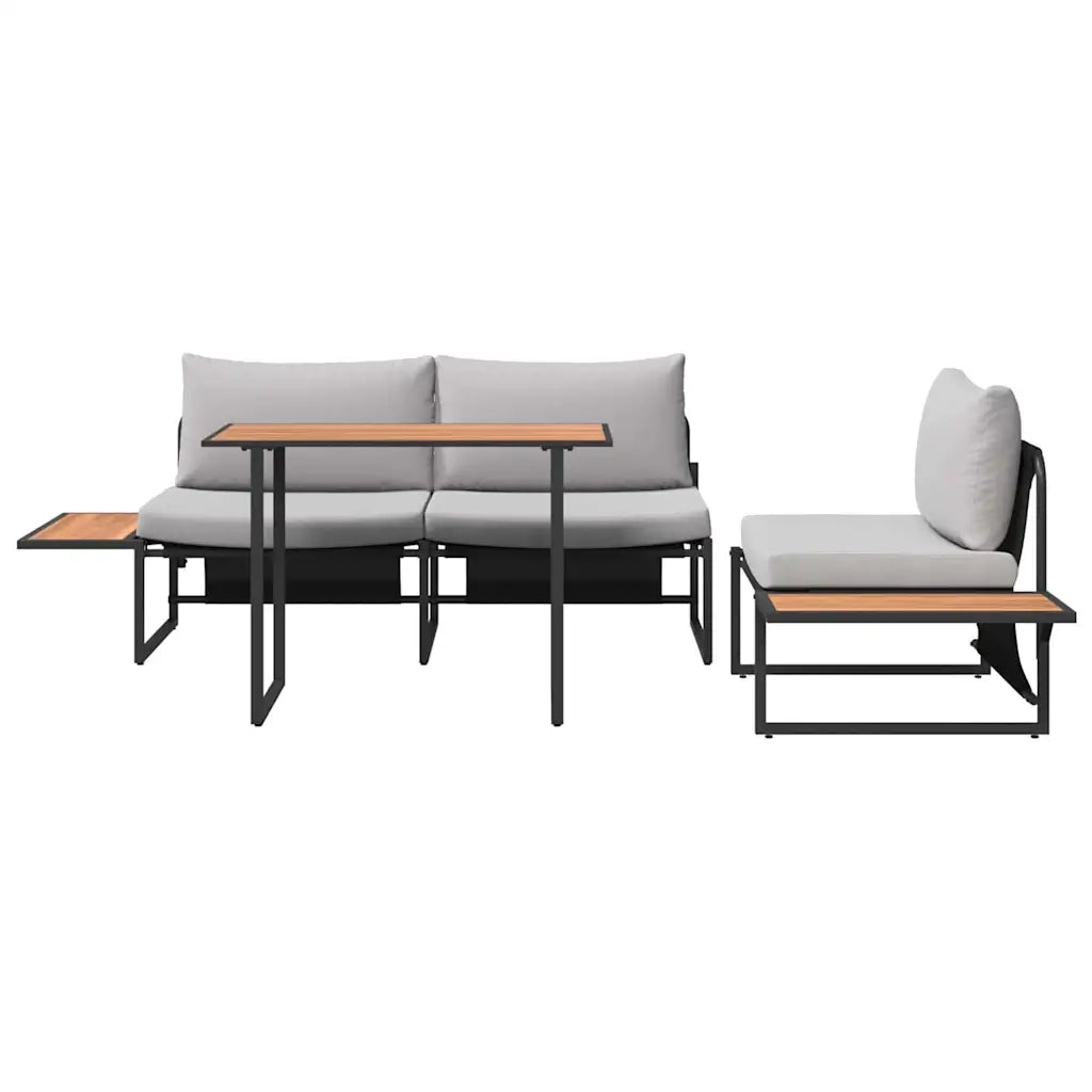 Set da Pranzo per Giardino 3 pcs Grigio chiaro Acciaio 3335889