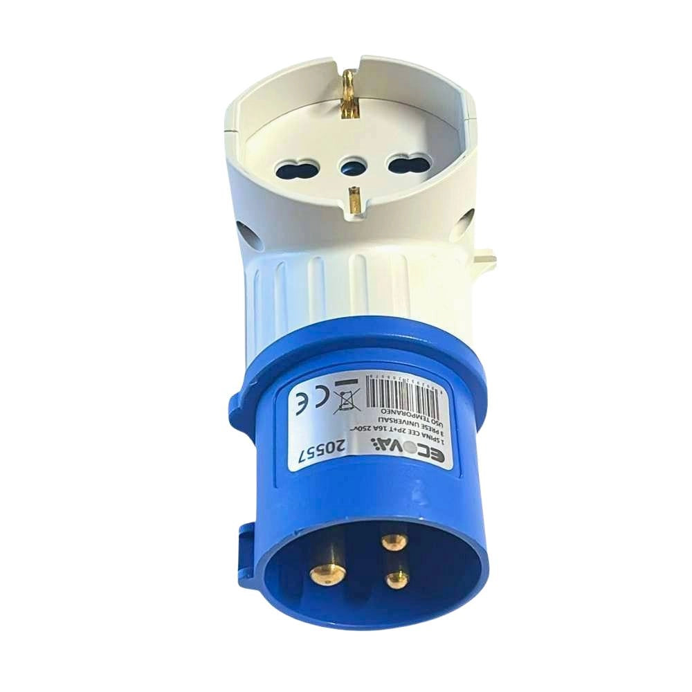 Ecova 20557 adattatore industriale 16a 2p+t a 3 prese universali 220v