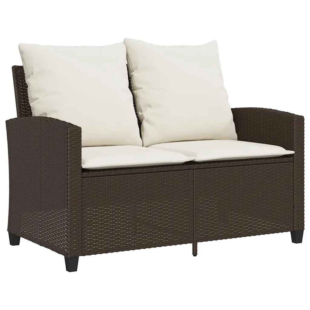 Divano a 2 Posti con Cuscini e Tavolo Marrone Polyrattan 4103846