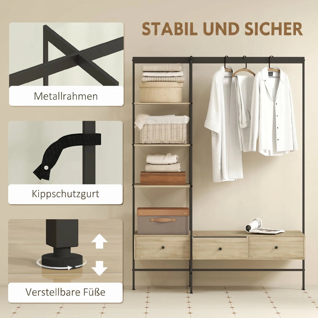 Armadio a colonna con ripiani, cassetti e appendiabiti ¨C Minimal ¨C 180x40x180 cm
