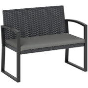 Panchina da giardino 2 posti ¨C Xylo ¨C polyrattan grigio e nero con cuscino 103x58x78cm