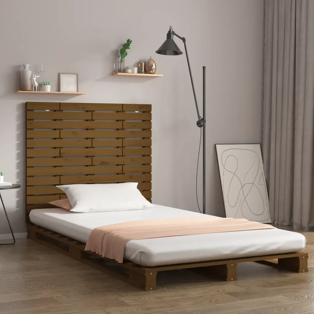Testiera da Parete-Testiera a Muro-Testata Decorativa ambra 126x3x91,5cm in Legno Massello di Pino